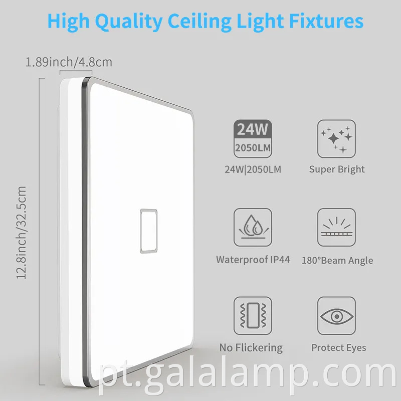 Luz de teto led quadrado elegante para decoração moderna do quarto